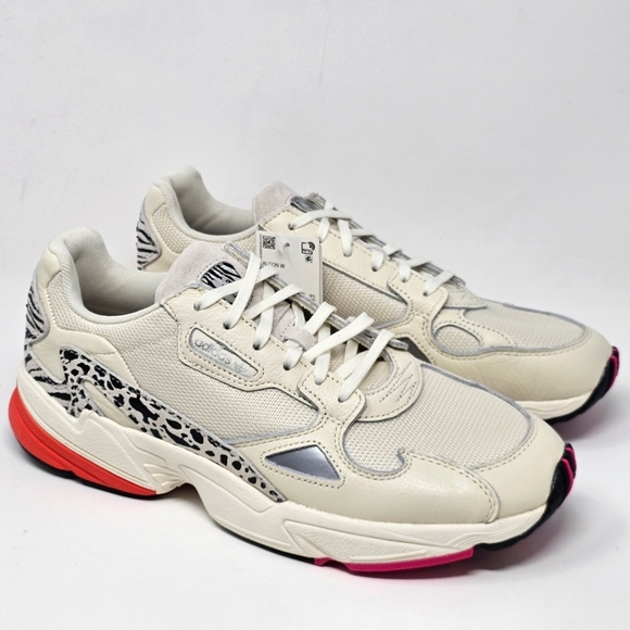 adidas Shoes - adidas Falcon Sneakers Off White Leopard Print Orange Womens Size 11 NEW